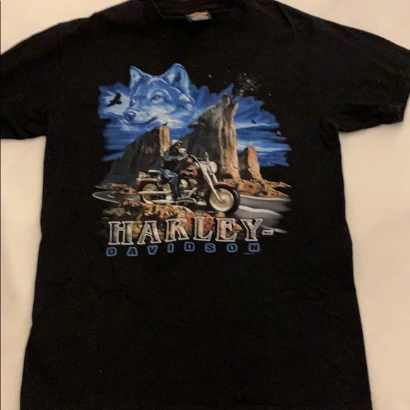 Vintage Texas Harley Davidson Wolf T-shirt - Picture 3 of 6